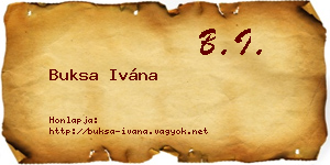 Buksa Ivána névjegykártya